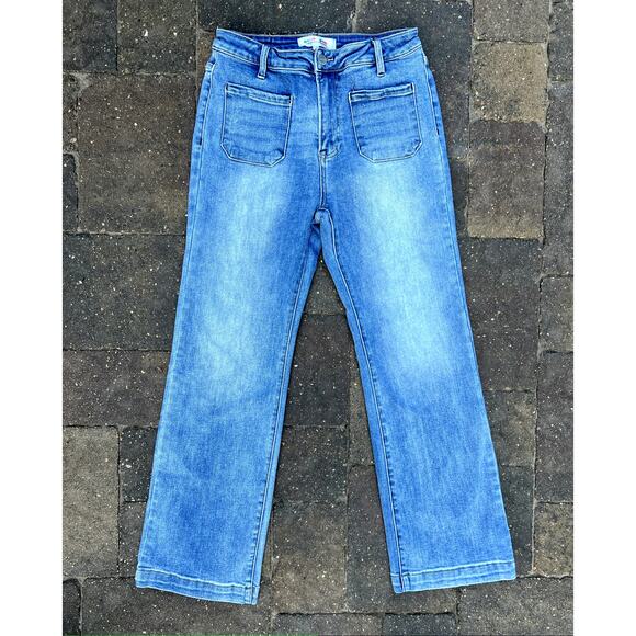 Risen high waisted retro 70s style front pocket bootcut jean size 30x29.5" - Picture 2 of 5
